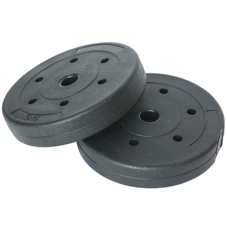 Set 2 Dischi Pesi Bilanciere Manubrio 10kg Plastificati Cemento 5kg x 2 Nero