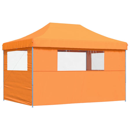 Tendone per Feste Pieghevole Pop-Up con 3 Pareti Arancione Struttura Blu