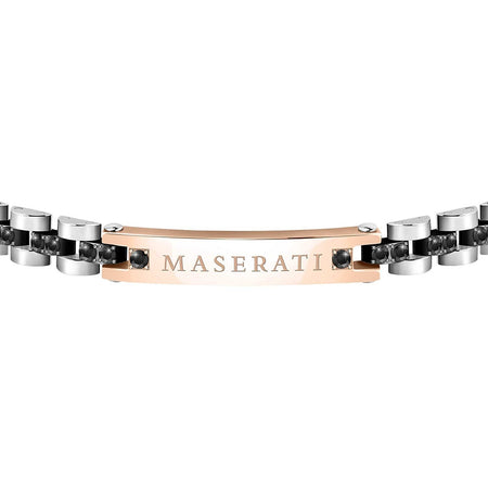 Bracciale MASERATI uomo Tag acciaio / nero / oro rosa