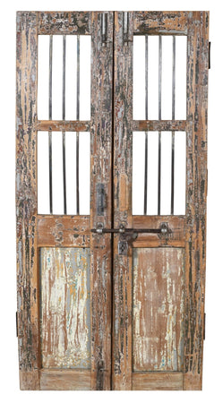 Biscottini Porta portone in legno massello e ferro da interno o da esterno vecchia e antica medievale