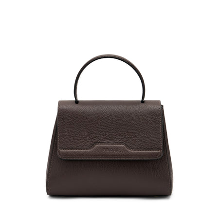 Frau Handbag rigida con maniglia in pelle chocolat B819