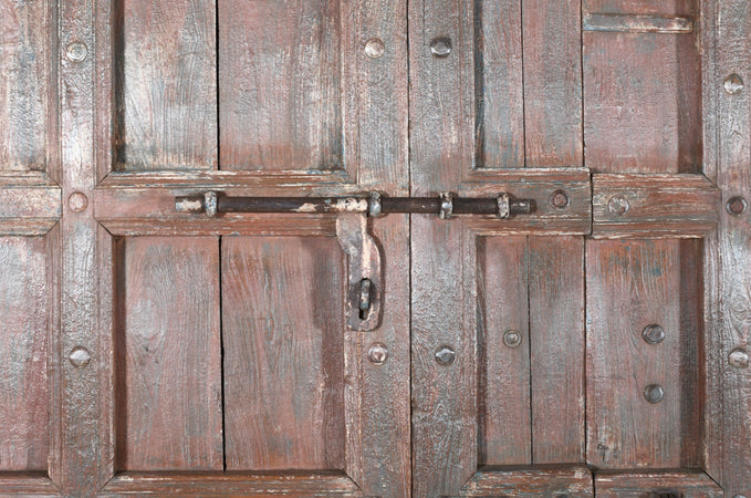 Biscottini Porta portone in legno massello e ferro da interno o da esterno vecchia e antica medievale