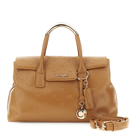 BORSA IN SINTETICO EFFETTO PELLE CON PATTINA E MANICI TUBOLARI