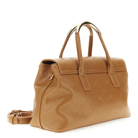 BORSA IN SINTETICO EFFETTO PELLE CON PATTINA E MANICI TUBOLARI