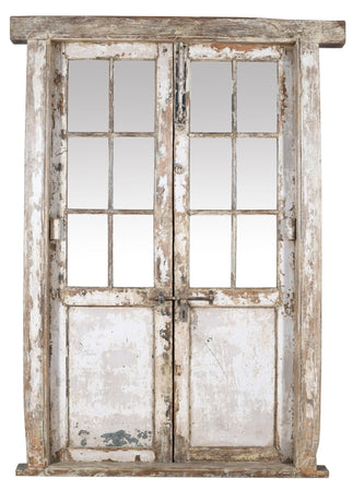 Biscottini Porta portone in legno massello e ferro da interno o da esterno vecchia e antica medievale con telaio e vetro