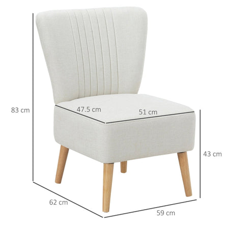 Poltrona Imbottita per Soggiorno e Sala pranzo in Stile Nordico, Poltroncina da Camera in Tessuto e Gambe in Legno - Bianco sedia salotto ufficio studio F839-189A