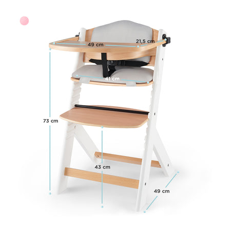 Seggiolone da Pappa 3 in 1 ENOCK con Cuscino Kinderkraft-Bianco