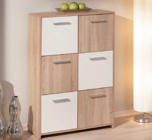 KIT MOBILE BUFFET EGADI ROVERE/BIANCO LACCATO A 5 ANTE CM. 77X30X115H