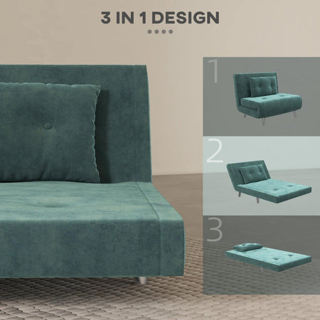 NUOVO Poltrona Letto a sedia materasso brandina Letto Singolo con Schienale Reclinabile in Velluto, 100x88x83cm, Verde Scuro F839-893V01DGA