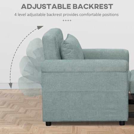 Poltrona Letto a sedia materasso brandina Lettino Singolo con Schienale Regolabile in 4 Posizioni e Seduta Imbottita, 96x84.5x87.5 cm, Verde F839-477V00GNA