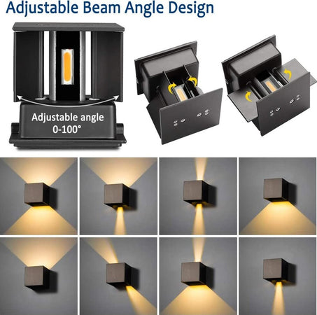 12W Lampada COB LED Cubo Applique Parete 220V Luce Biemissione nera o bianca  100lm/W Regolabile IP65 Illuminazione/Illuminazione per esterni/Lampade da parete Zencoccostore - Formia, Commerciovirtuoso.it