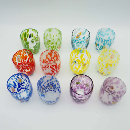 12x Bicchieri Murano Artigianali Colorati Set 12Pz. Di Bicchierini "da Ombra" in Vetro Di Murano 100% Artigianali Made in Italy Bicchiere Tumbler