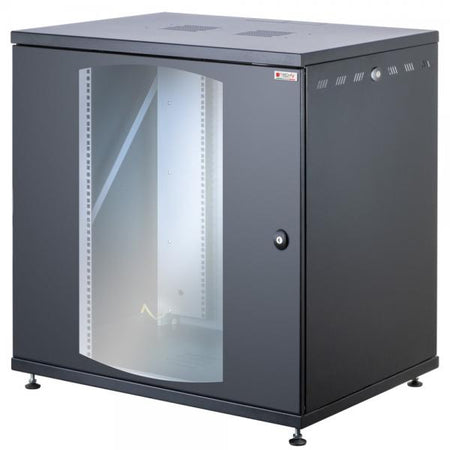 Armadio Rack 19'' a Muro 13U P 600mm L 800mm Porta Vetro Nero