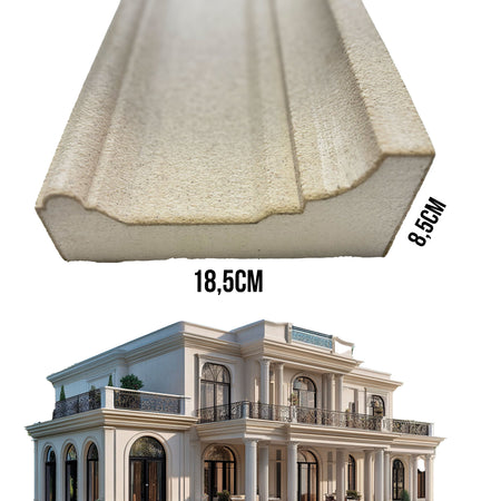 €15,99ml *** STOCK *** Pacco da 16ml di cornice decorativa in XPS Resinata per esterno 18,5X8,5X200cm PD130 - Eternal Parquet