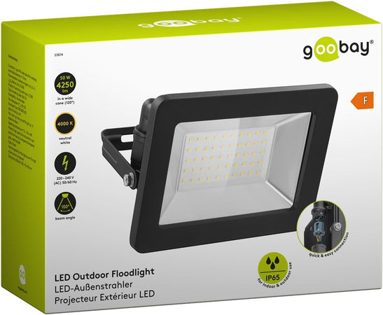 Faretto LED da Esterno IP65 50W 4260lm Nero