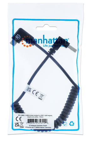 Cavo di Ricarica USB-A a USB-C&trade 1m Spiralato Nero