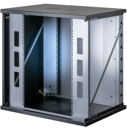Armadio Rack 19'' a Muro 13U P 600mm L 800mm Porta Vetro Nero