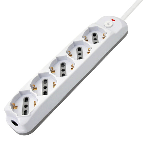 Presa Multipla a 5 Posti Italiana Bipasso/Schuko Spina 16A
