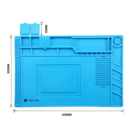 Tappeto da Saldatura e Riparazione Antistatico Antiscivolo Magnetico 45 x 30 cm in Silicone Blu