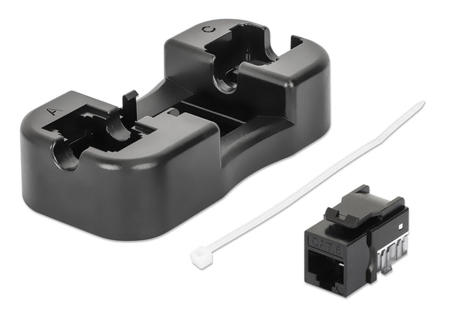 Frutto Keystone Slim Cat.6 per Cavo Rigido con Supporto Punch-Down 25 pz Nero