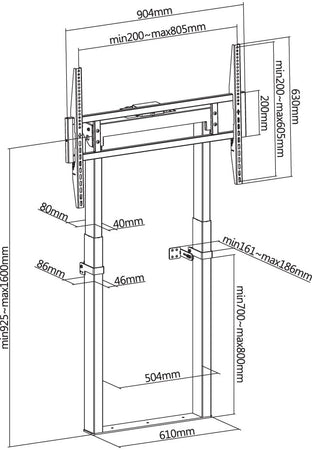 Supporto TV Motorizzato da Parete con Altezza Regolabile per TV da 55-100'' con Telecomando
