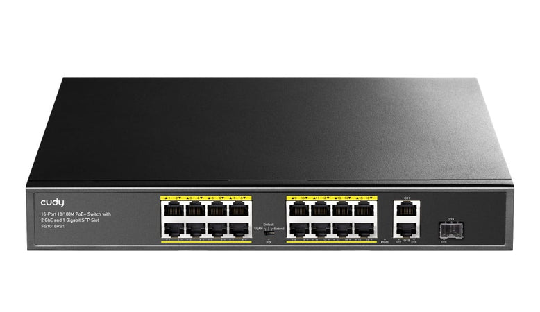Switch PoE+ 10/100M a 16 Porte con 2GbE e 1 Porta SFP, FS1018PS1