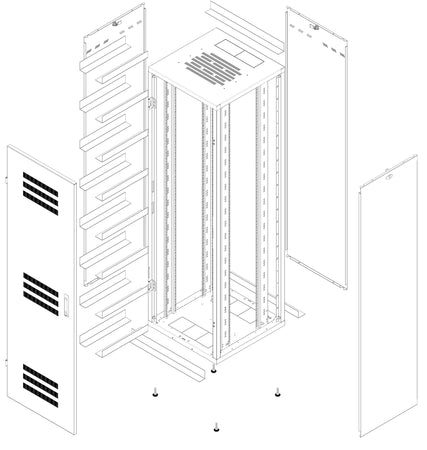 Armadio Rack 19'' 600x600 20U per Batterie Fotovoltaico Nero