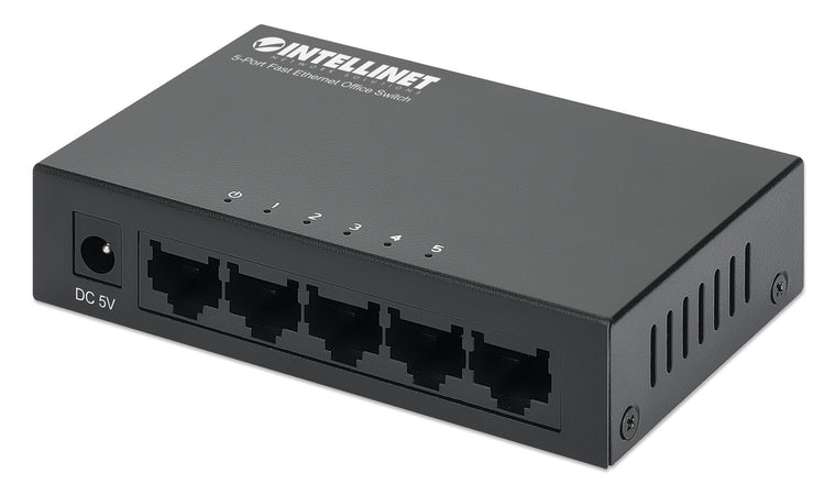 Switch Hub ethernet 10/100Mbps 5 porte desktop in metallo