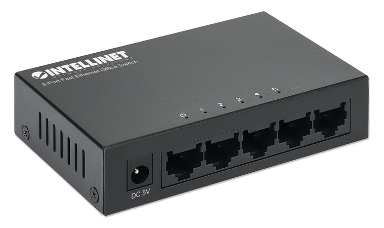 Switch Hub ethernet 10/100Mbps 5 porte desktop in metallo