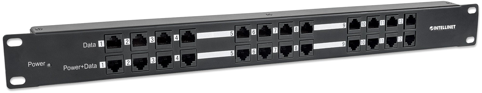 Pannello Patch 12 Porte PoE Passivo con Alimentatore