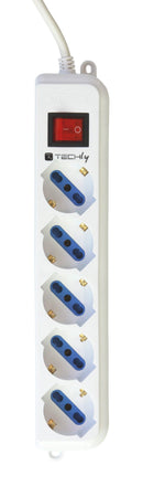 Multipresa 5 Posti Italiana Bipasso / Schuko Spina Angolata