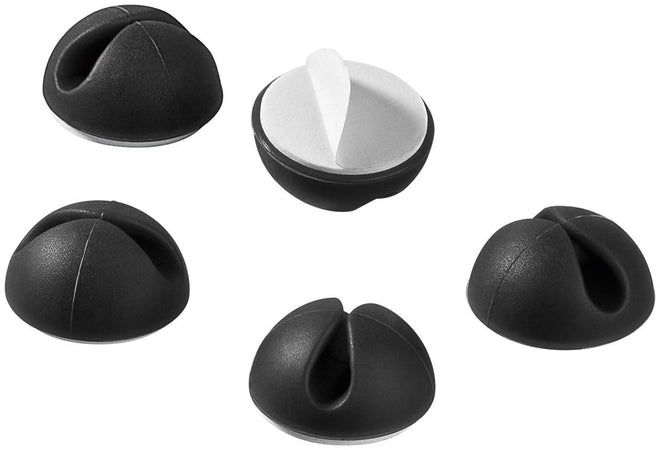 Set Fermacavo Adesivi da Scrivania Nero