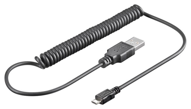 Cavo USB 2.0 Spiralato A maschio/microB 5 pin maschio 1m Nero