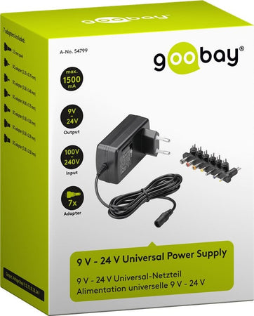 Alimentatore Switching 9-24 V Stabilizzato 1500mA Max 36W