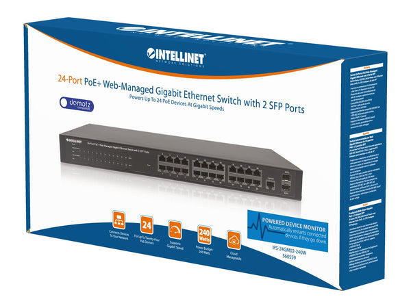 Switch 24 Porte PoE Web-Managed Gigabit Ethernet con 2 Porte SFP