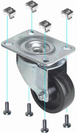 Kit 4 Ruote a 4 Punti di Fissaggio per Armadi Server Serie Lite