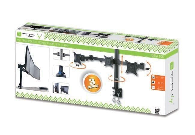 Supporto da scrivania per 3 Monitor 13-24'' con morsetto