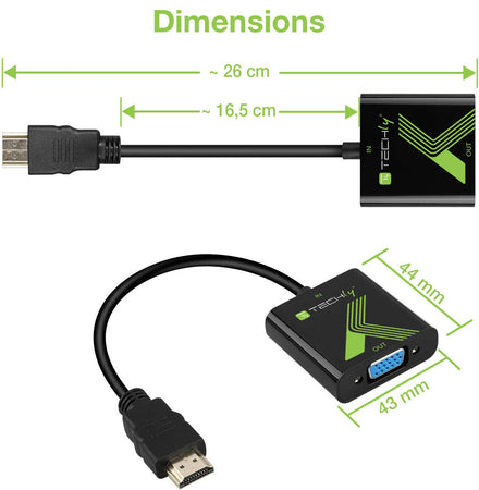 Cavo Convertitore Adattatore da HDMI&trade a VGA 1920x1200 con Audio 3.5''