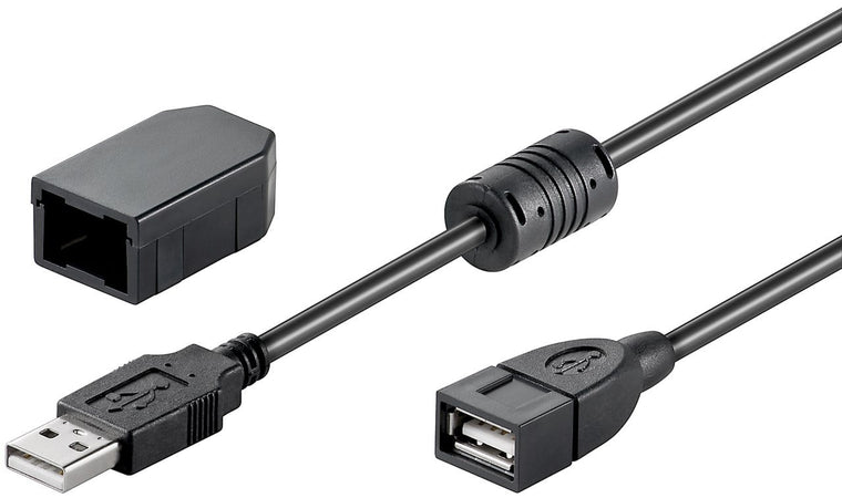 Cavo Prolunga USB 2.0 con Ferrite A Maschio / A Femmina 2m Nero