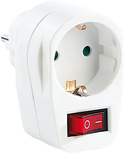 Adattatore con Presa Schuko CEE 7/4 con Interruttore Bianco
