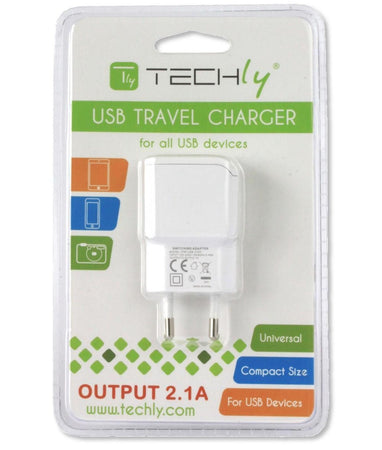 Alimentatore da Rete Italiana 1 porta USB 5V/2.1A Bianco