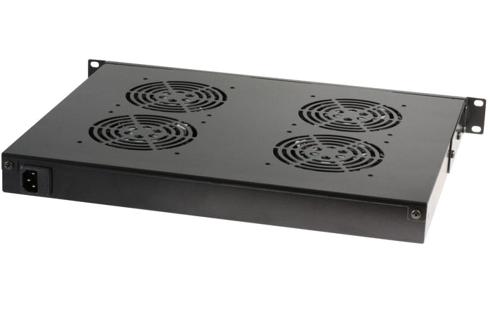 Gruppo 4 Ventole 1U per Rack 19'' con Termostato LED Nero