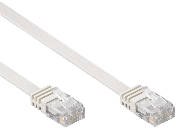 Cavo di Rete Patch Piatto in Rame Cat.6 UTP 10m Bianco