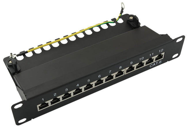 Pannello Patch 10'' STP 12 Posti RJ45 Cat. 6 Nero