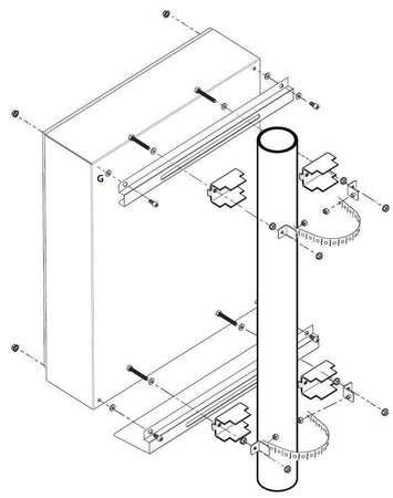 Sistema di fissaggio a palo per rack IP65