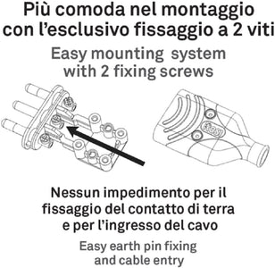 Spina Mobile in Gomma 16A 2P+T 250V Nero