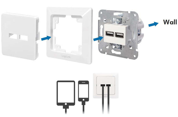 Presa a Muro 2 porte USB Bianco