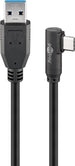 Cavo USB3.0 USB-C&trade M 90° a USB tipo A M 1,5m Nero