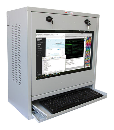 Armadio di sicurezza per PC, monitor touch LCD e tastiera Grigio senza vetro