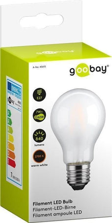Lampadina LED E27 Bianco Caldo Satinato 7W con filamento Classe E